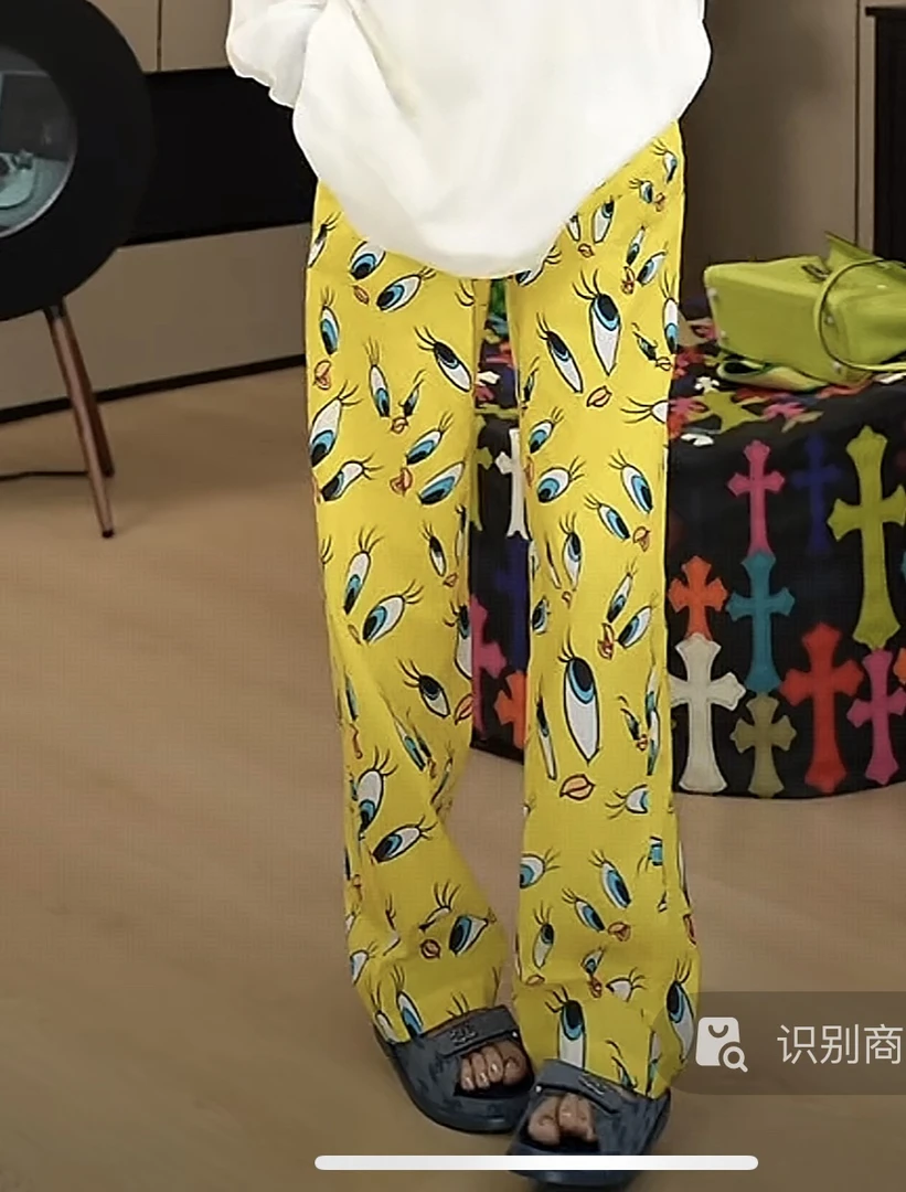 【劉發發】V243【黄鸭休闲裤】新款时尚百搭直筒卡通翠儿夏季休闲裤