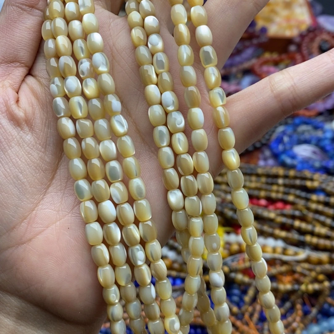 玛瑙/玉髓未镶嵌珠宝半成品一条天然5×6mm海贝壳桶珠