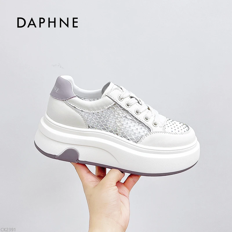 达芙妮小白鞋女款2025爆款专柜正品夏季网面透气时尚运动休闲鞋Ｌ