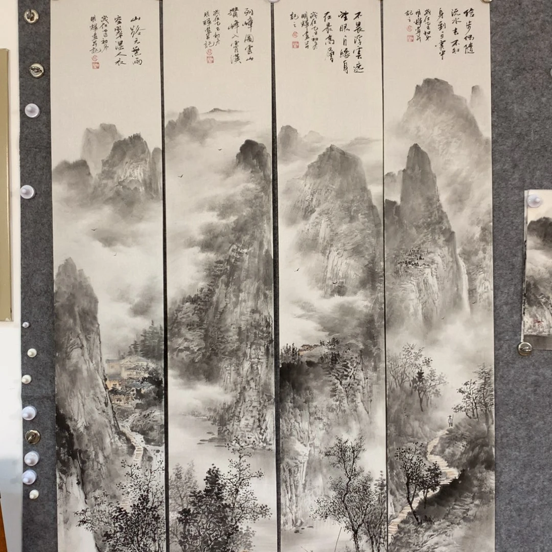 国***国画山水作品写意