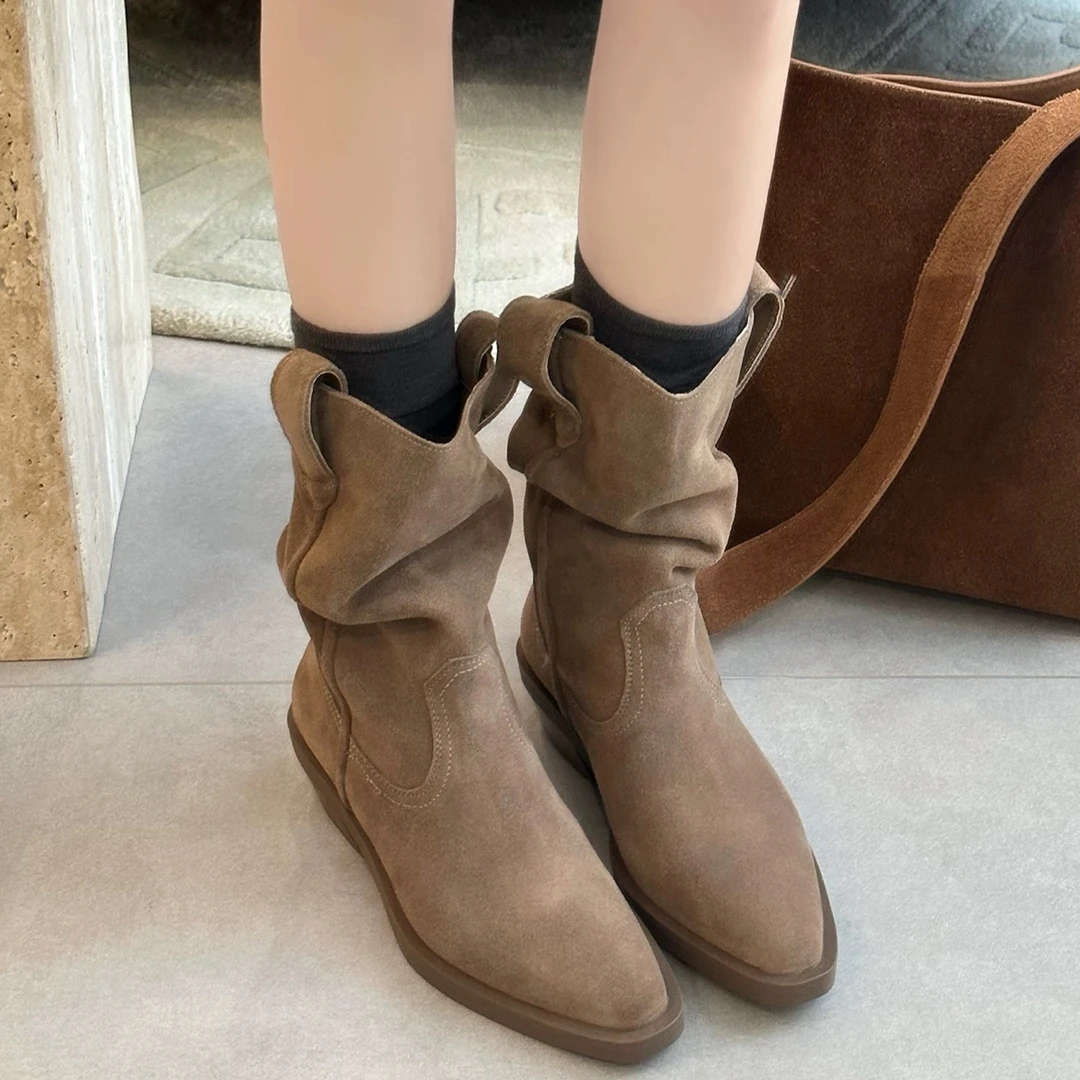 露丝同款时尚短款百搭牛仔半靴