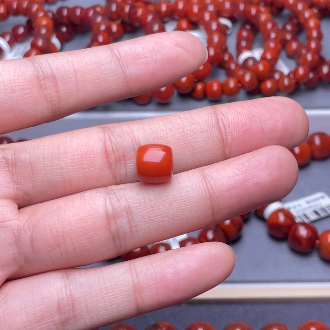 南红玛瑙未镶嵌项圈10.4mm瓦西柿子红直切单珠