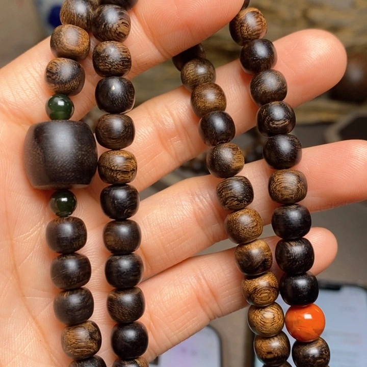 沉香手串越南芽庄紫棋瘤疤6×8设计