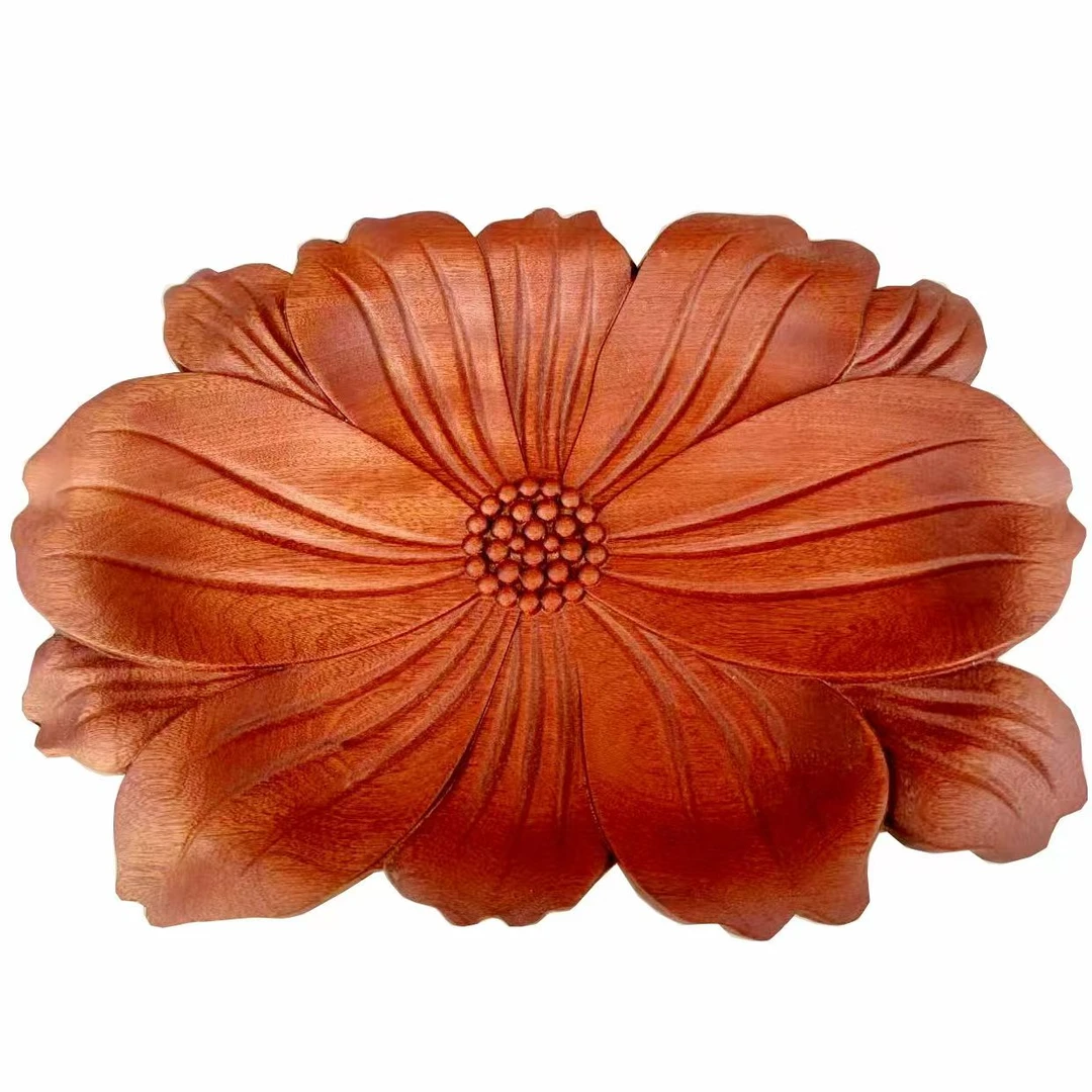 新年可爱果盘乌檀木整木雕刻中式家用客厅创意水果零食盘干泡茶盘