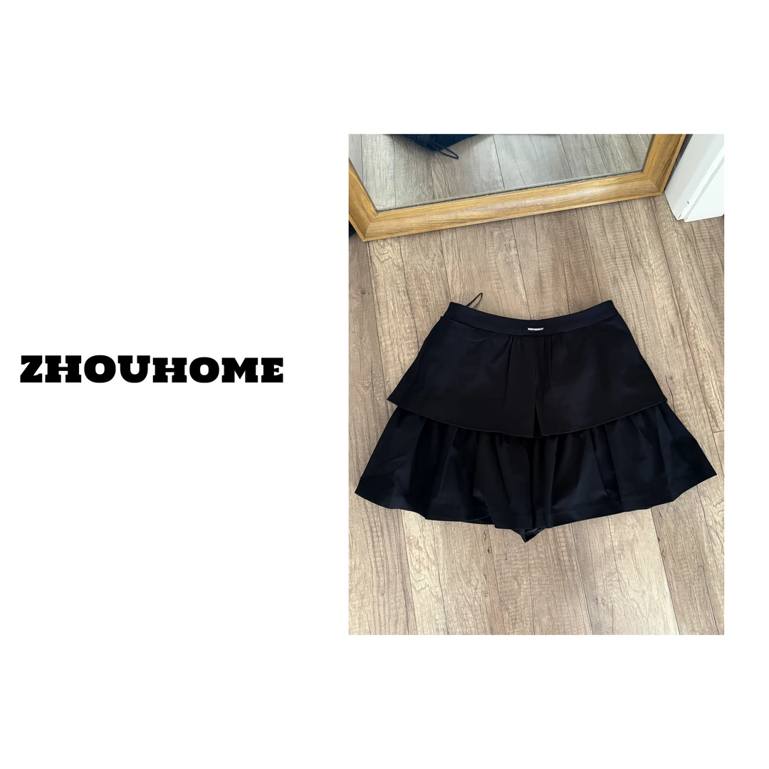 【周周服饰】欧货设计感双层荷叶边减龄高腰A版短裙女夏季2025新款