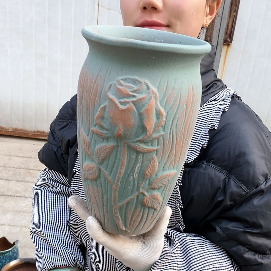 紫砂花盆瑕疵口15高25