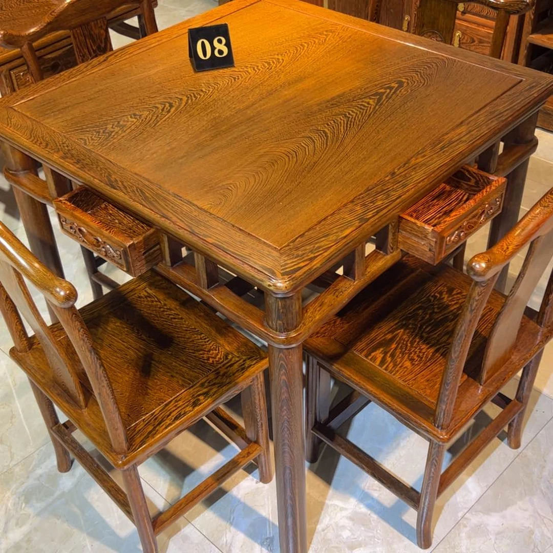 鸡翅木类成套家具80定制款五件套带玻璃