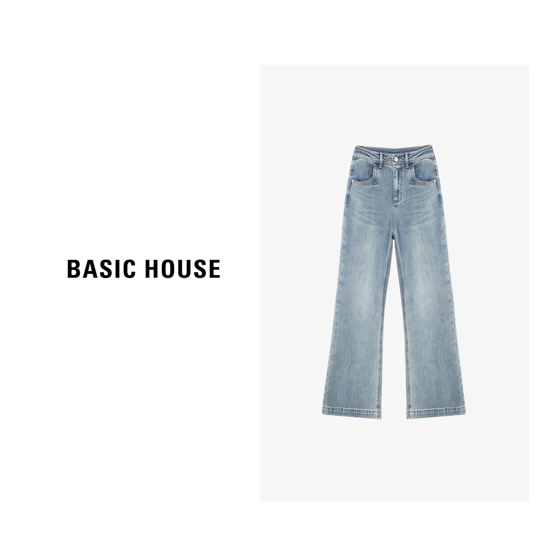 Basic House/百家好夏季纯欲慵懒风女直筒休闲牛仔裤-B0625H5M812