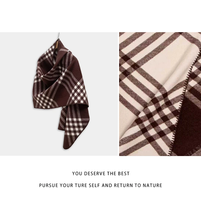 【尚恩CC】QYX-W-6067-咖啡色-双面围巾软糯保暖加厚羊绒