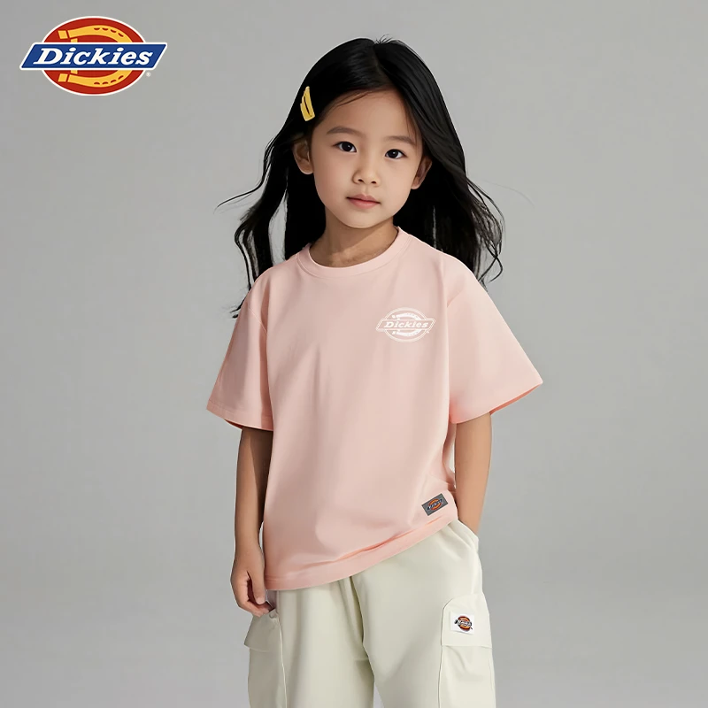 Dickies儿童短袖女童T恤春夏打底衫多巴胺圆领男童252K40LSD202