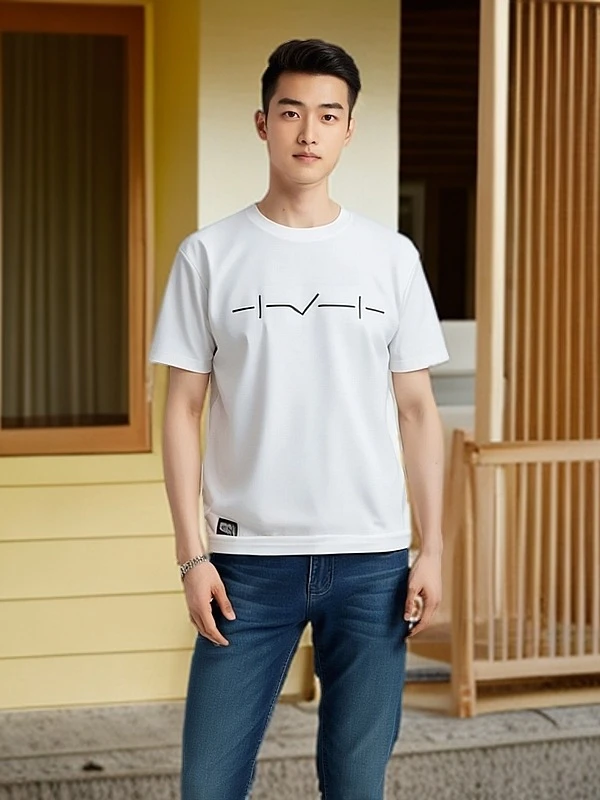 凌焜圆领短袖刺绣春夏T恤休闲印花百搭夏季男士上衣男装短袖男t恤