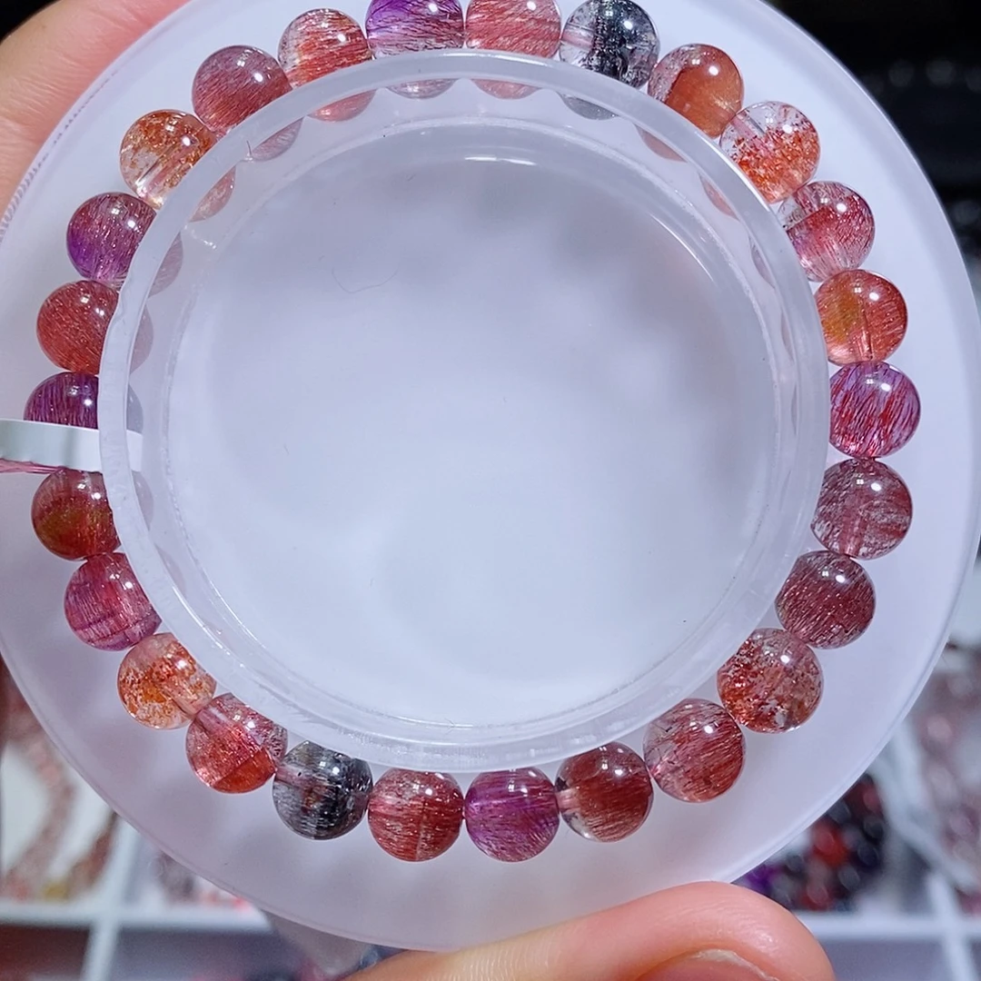 水晶手链未镶嵌橘粉超七