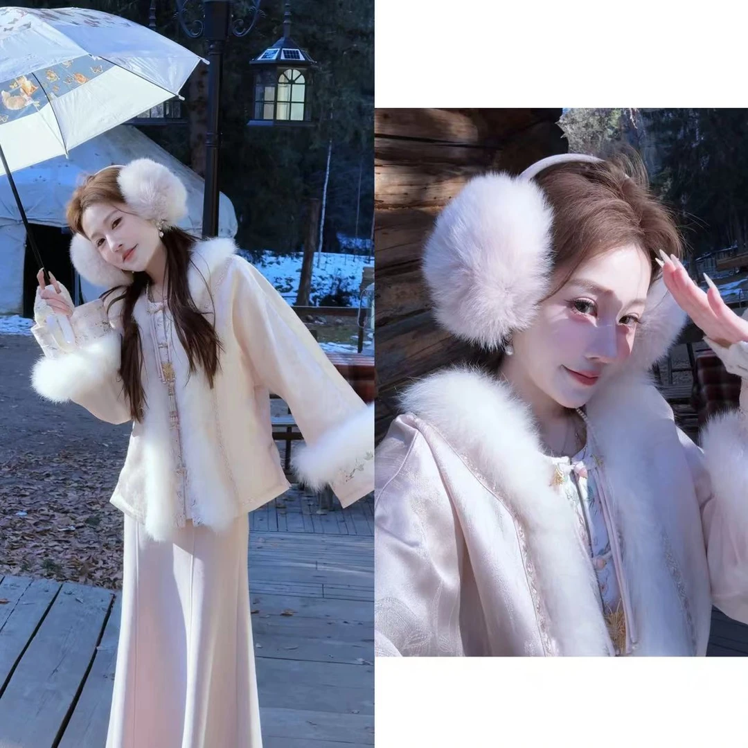 【婷婷】《杨枝甘露》 新中式国风狐狸毛羽绒服重工外套TT2SDTH2655