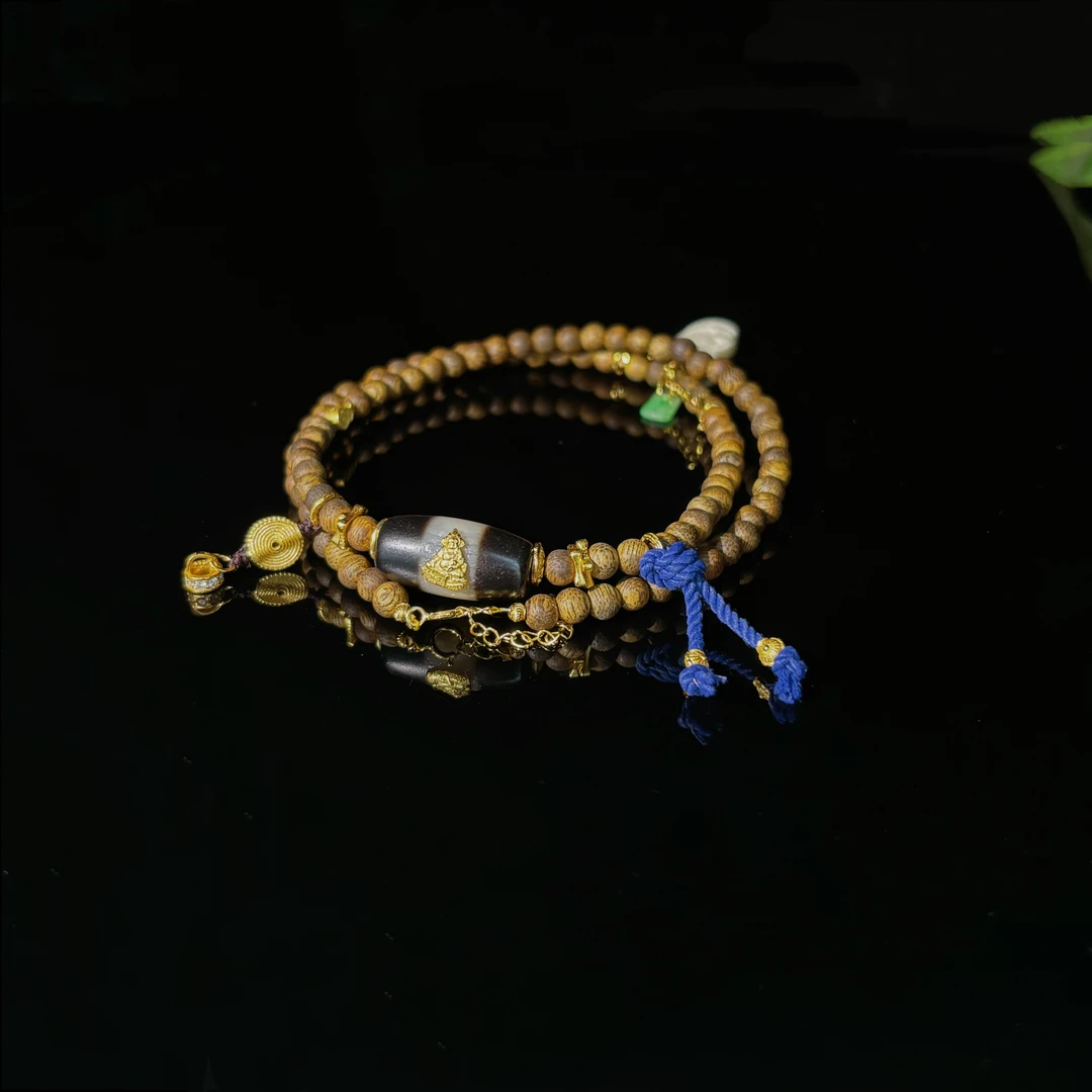 天珠玛瑙  奇楠沉香牙牙锁骨链 3619 多样性发一件