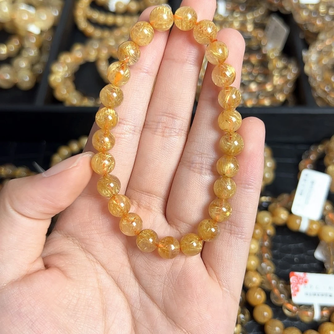 马***美水晶手链未镶嵌天然金发晶