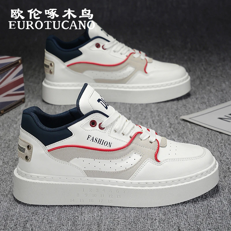 欧伦啄木鸟EUROTUCANO男鞋时尚百搭休闲板鞋男士防滑厚底运动皮鞋