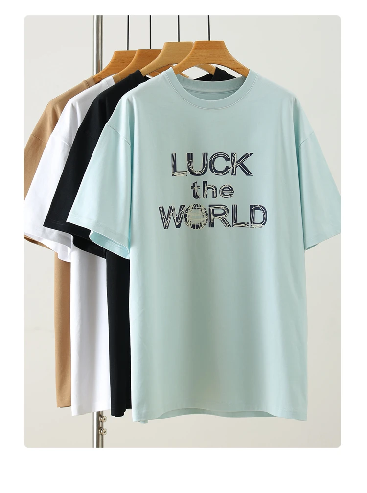 880037#女士潮流纯棉撞色印花T