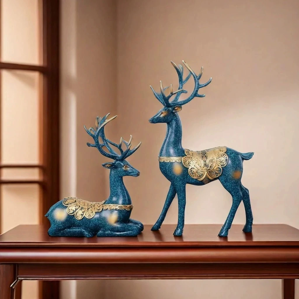 轻奢家居招财鹿酒柜装饰品摆件创意玄关电视柜办公室柜电视柜摆设