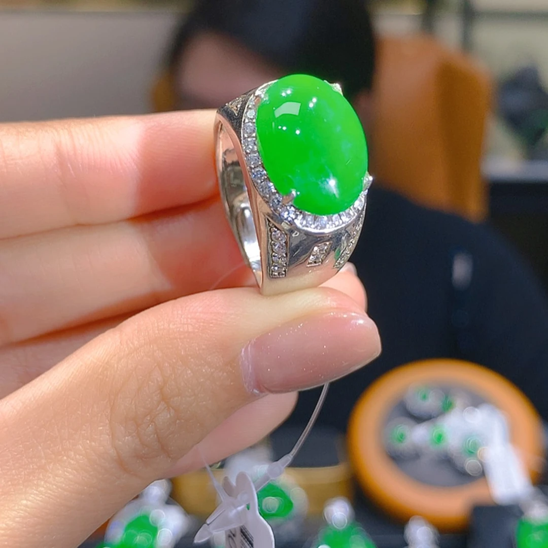 【闪购商品】翡翠戒指银S925镶嵌4柒姐