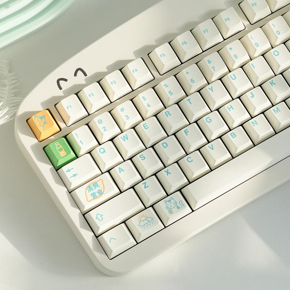 FBB原创键帽清爽营业PBT加厚恩溶1.7mm热升华奶白客制化机械键盘