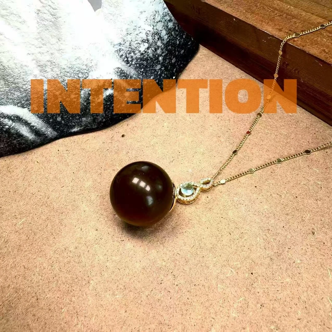 吊坠 正品INTENTION 新中式全蓝净水体珀吊坠带链子AE1083