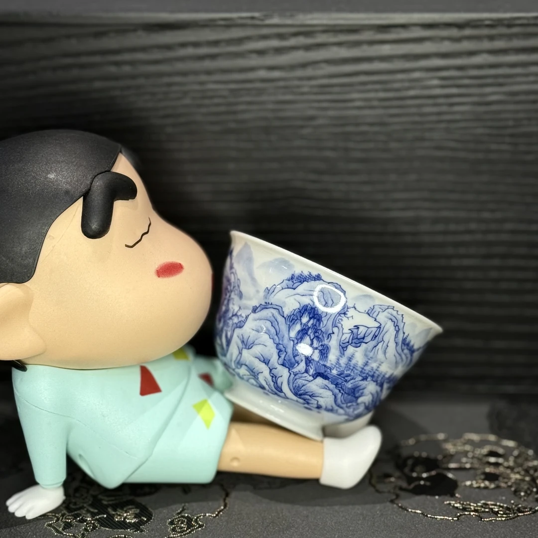 景德镇手工手绘青花山水主人杯