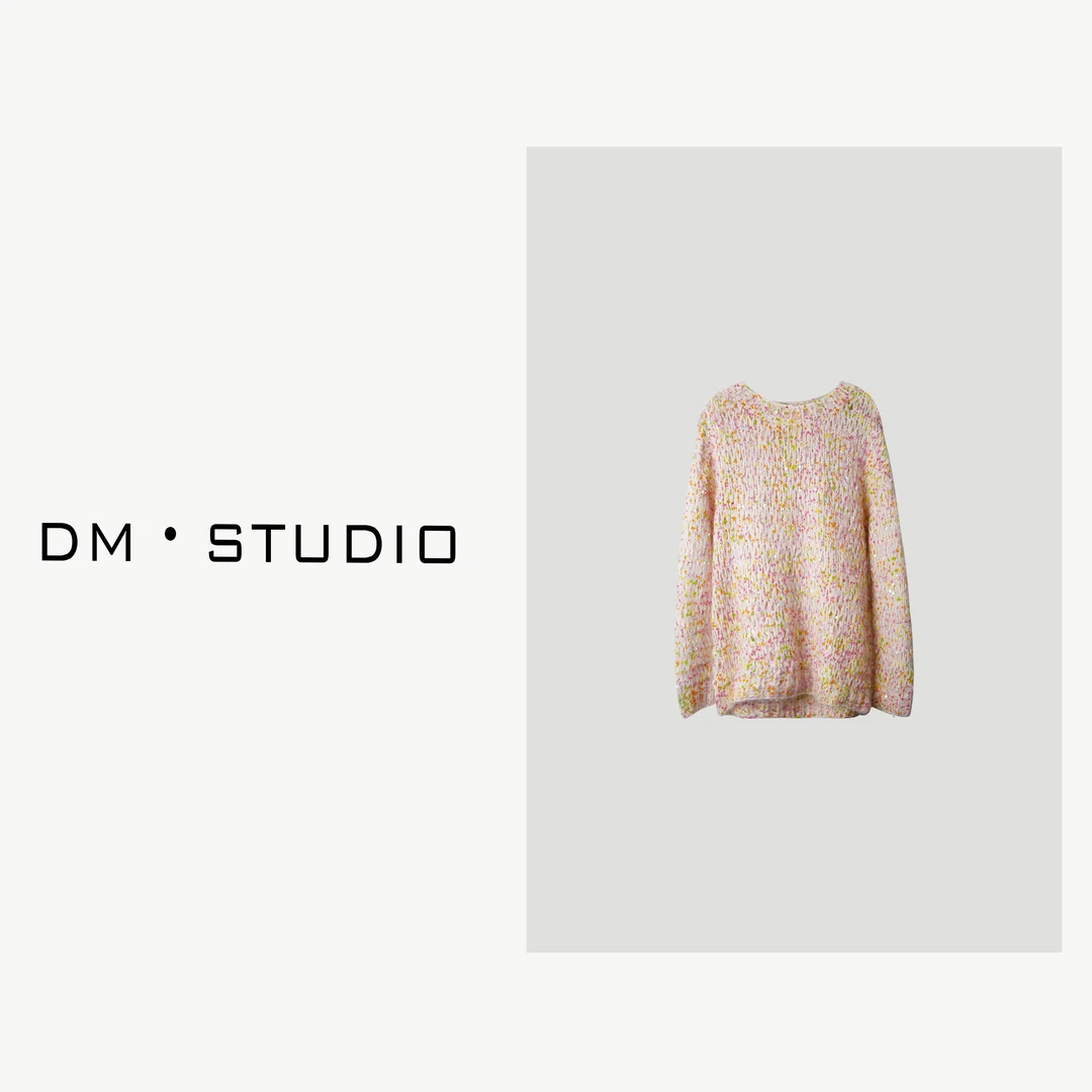 -DM•STUDIO/重工羊驼马海毛混纺彩线亮片慵懒套头毛衣（86127）