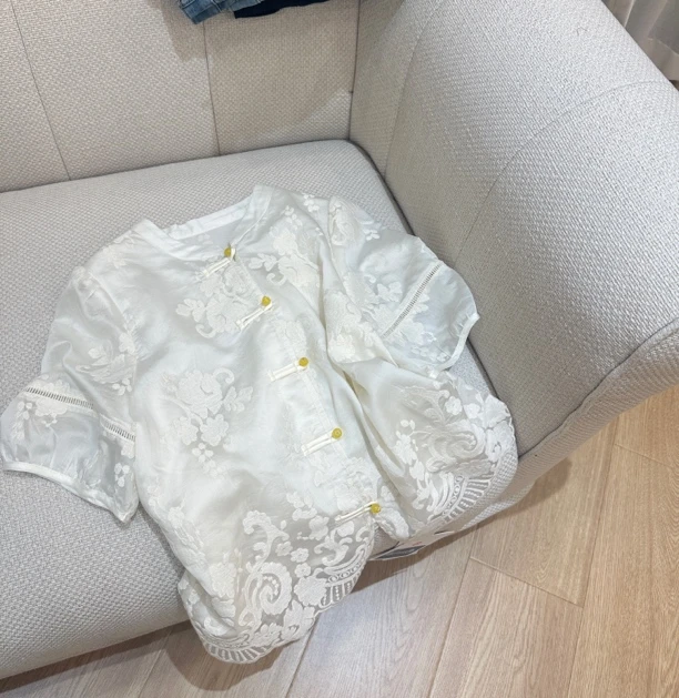 UM883刺绣国风短袖衬衫2025夏季新款衬衫