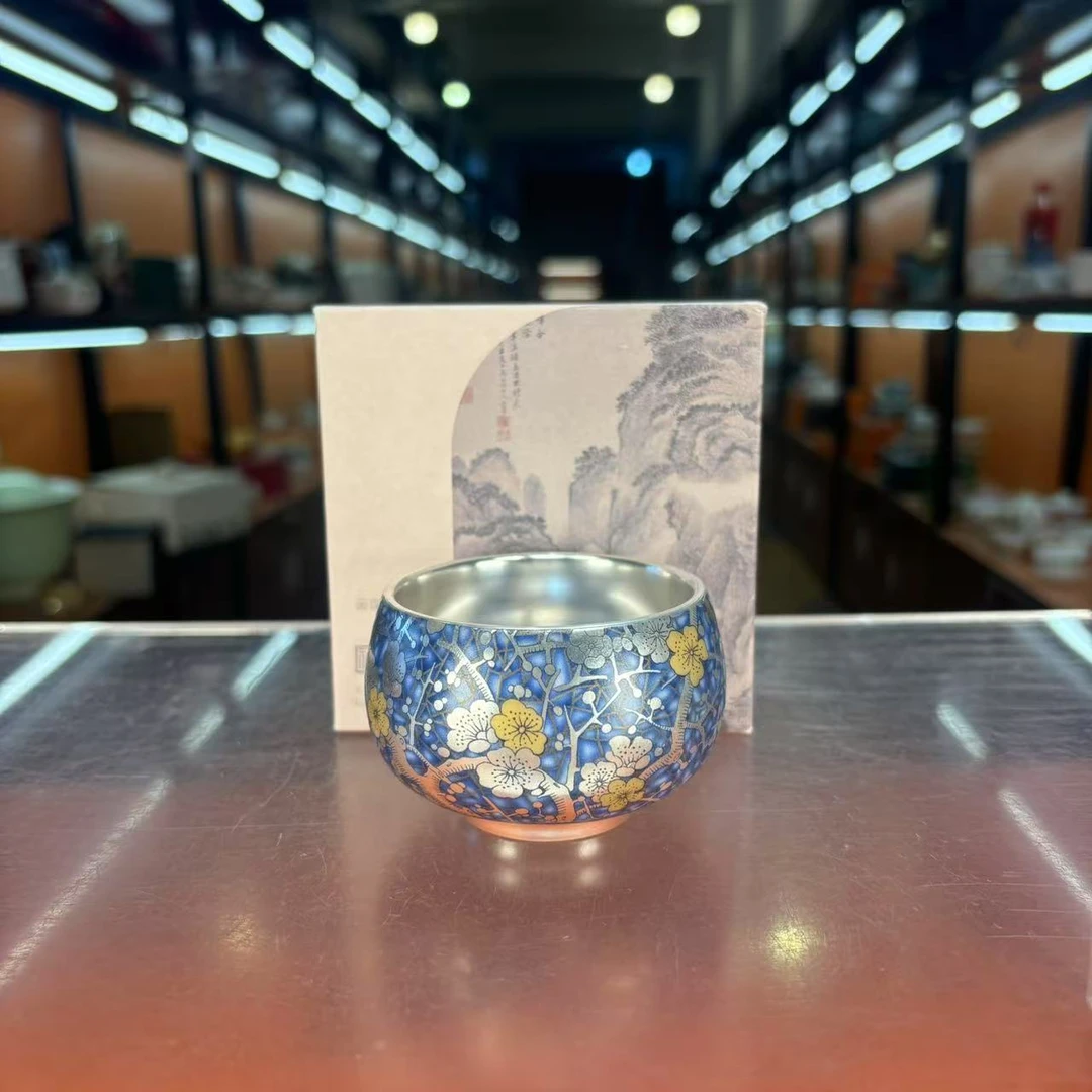 德化云仓 冰梅瓷胎包银主人杯大容量品茗杯禅定杯-2549