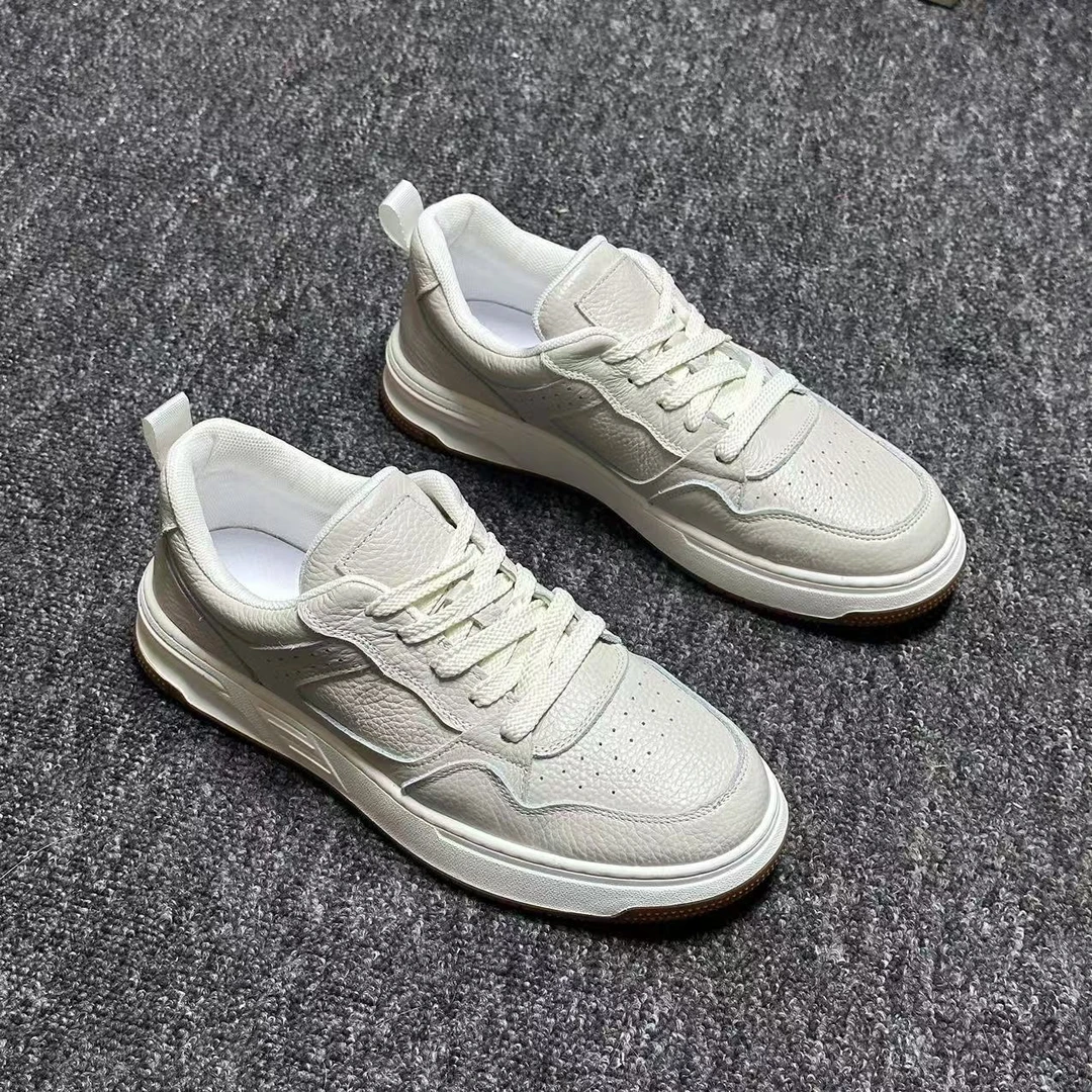 新款时尚休闲男鞋拼接舒适透气耐磨头层牛皮鞋