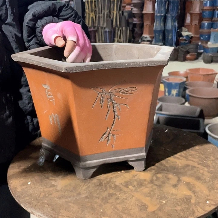 紫砂宜兴紫砂红色六方32