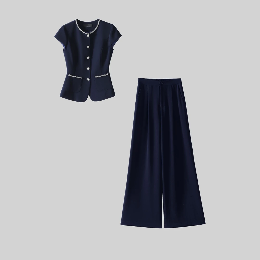 〈纪朵研〉H336时尚新款休闲套装马甲修身马甲夏季通勤两件套