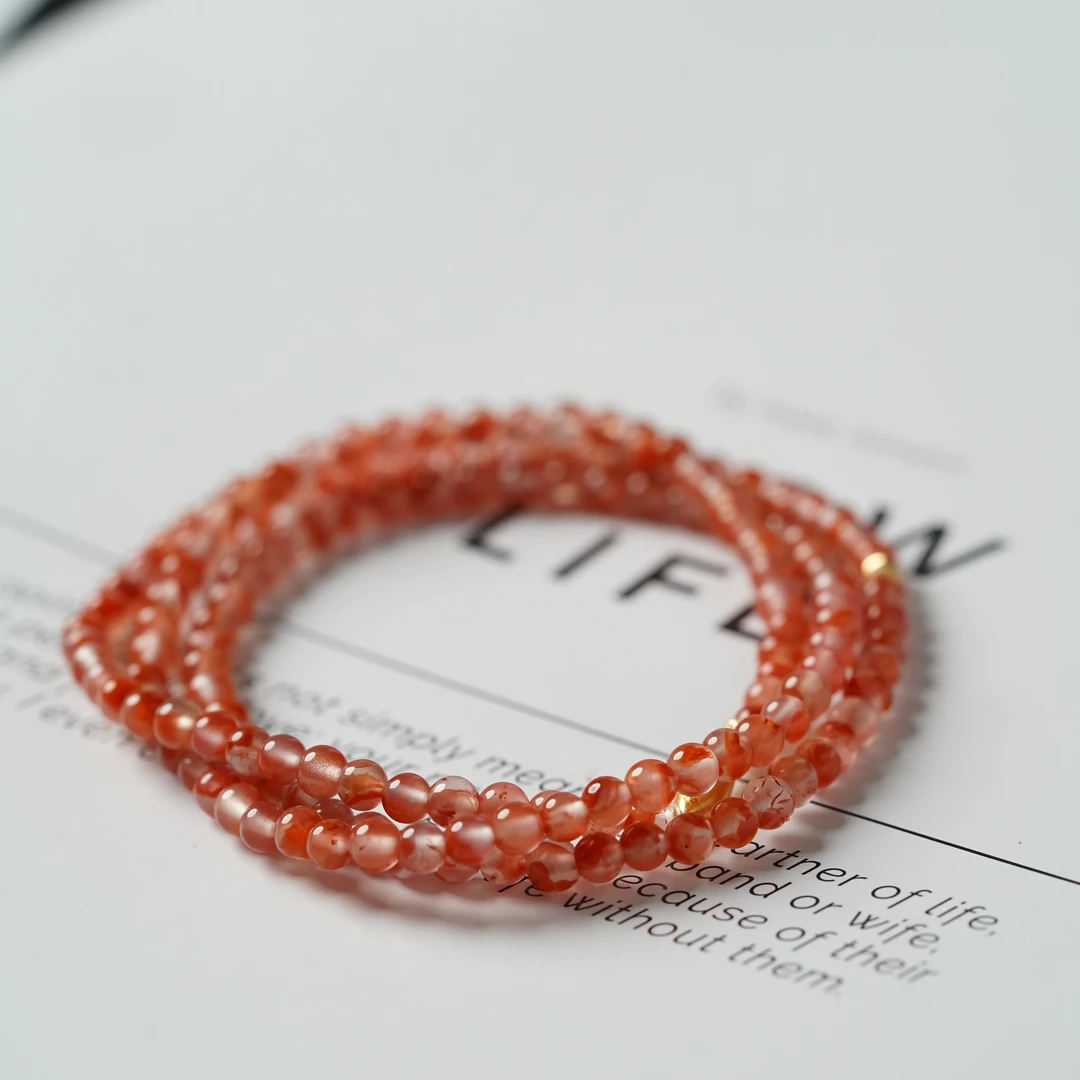 【珊木居】S2252XY 冰飘南红0.4圆珠多圈手串