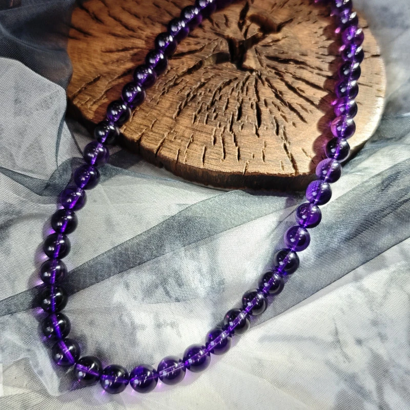 【紫色的梦】9A级净体10mm紫水晶项链-A300100