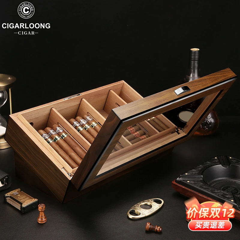 CIGARLOONG茄龙雪茄保湿盒透明天窗雪松木大容量 CLA-21LB2