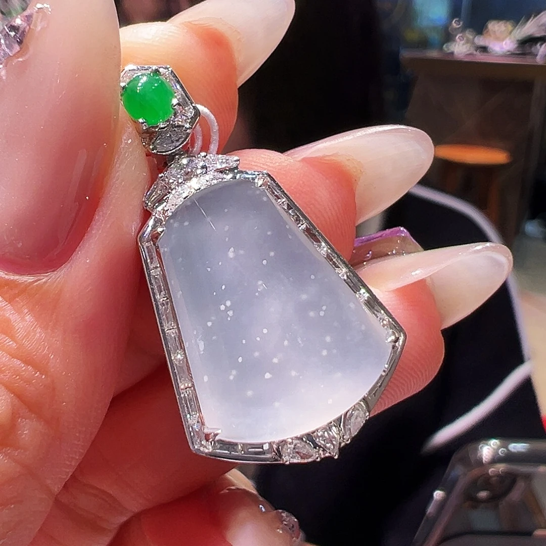 翡翠18K金镶嵌吊坠(不含链)翡翠