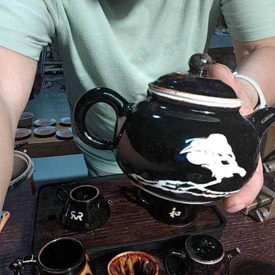 独***~天然老黑釉斗笠盏