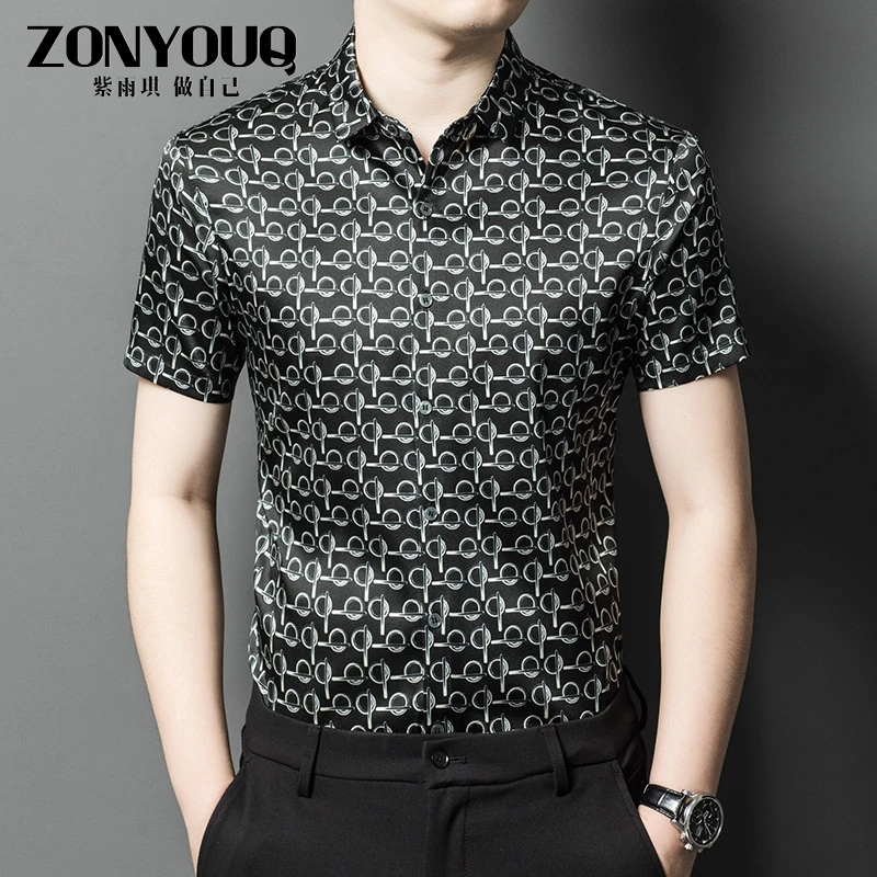 ZONYOUQ短袖衬衫夏装新品男士商务休闲薄款衬衣男