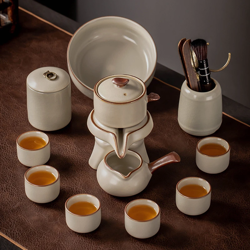 汝窑懒人自动茶具套装家用喝茶泡茶壶功夫茶杯办公室石磨冲茶神器