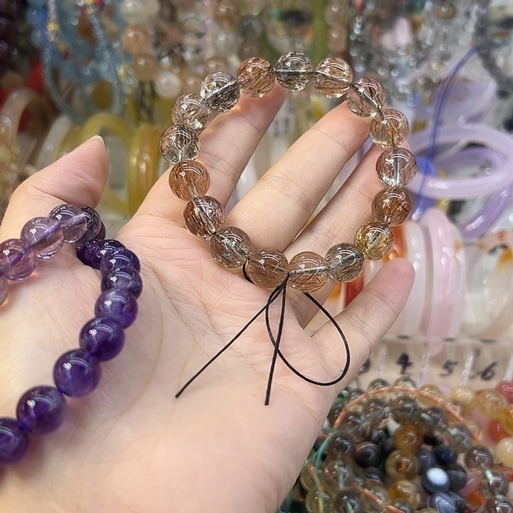 大理石磁石天然黑晶超七手链项链戒指项链戒指