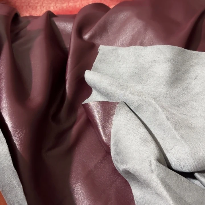 混纺紫红色高货麂皮1.5米