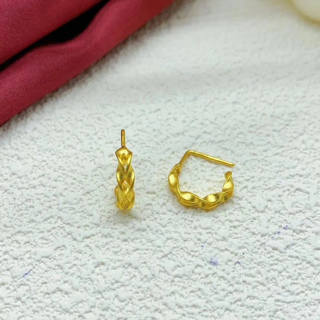 【木韵阁】足金999 5G黄金麦穗7字耳针百搭足金耳针 1.91