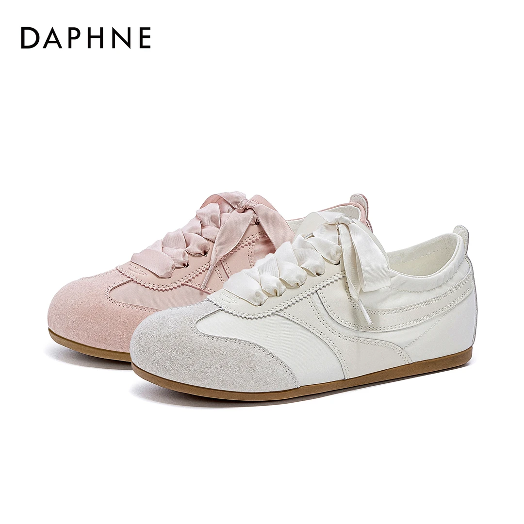 达芙妮2025春夏新款时尚女鞋百搭美式学院风平底纯色芭蕾风德训鞋