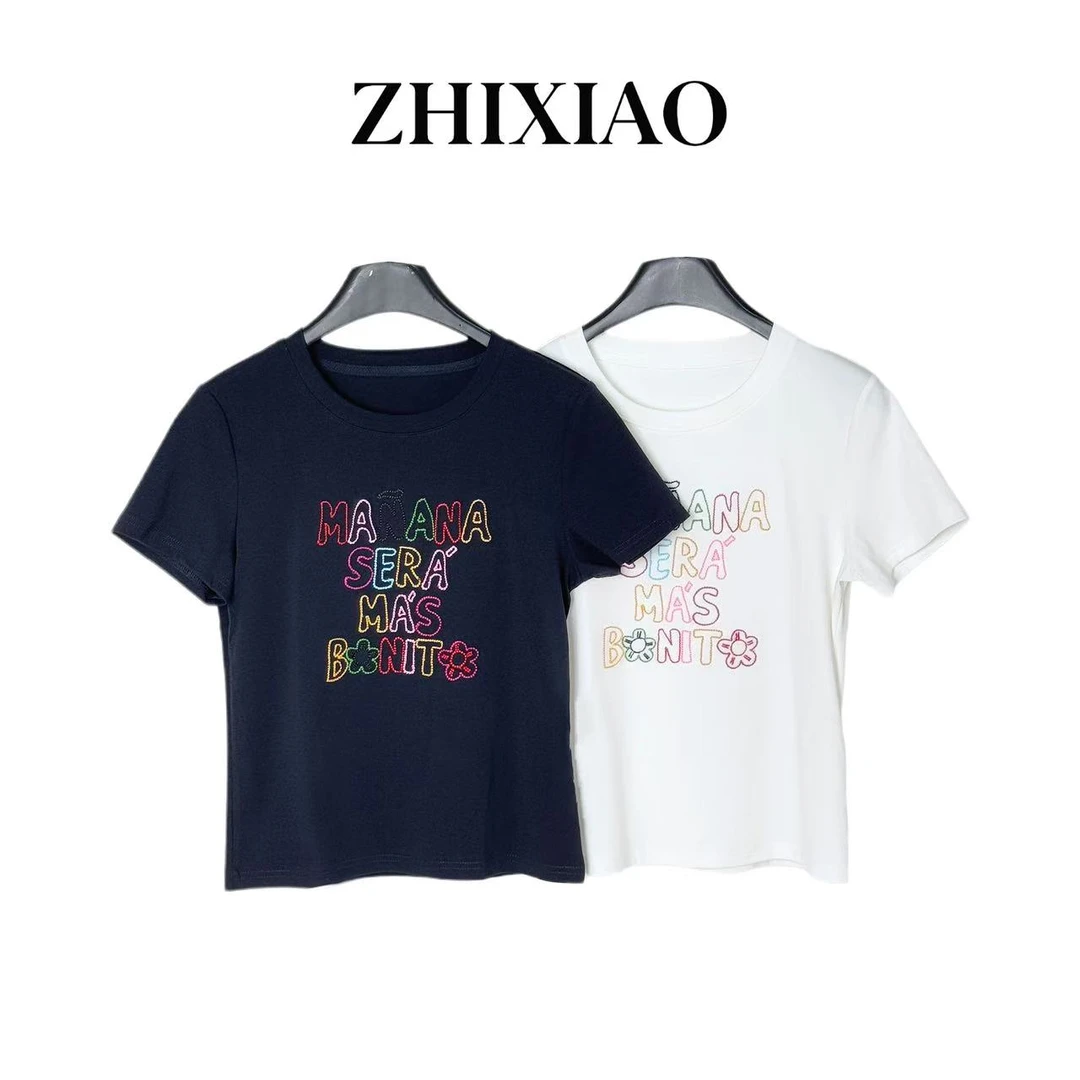 【ZHIXIAO】夏季新款：英文绣花短袖993866