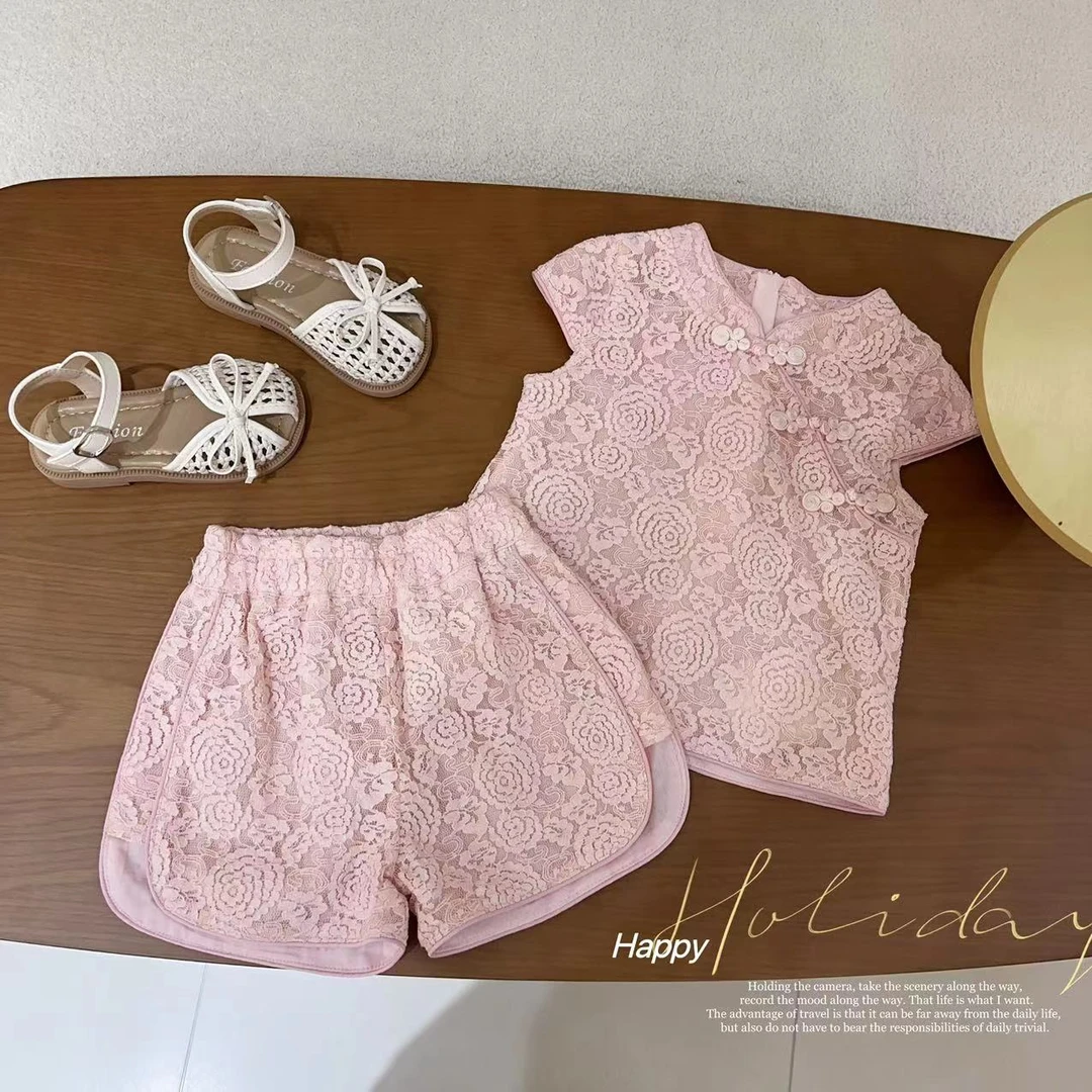 【忆江南】汤圆家童装2025夏季新中式复古重工提花盘扣套装 YA-2277