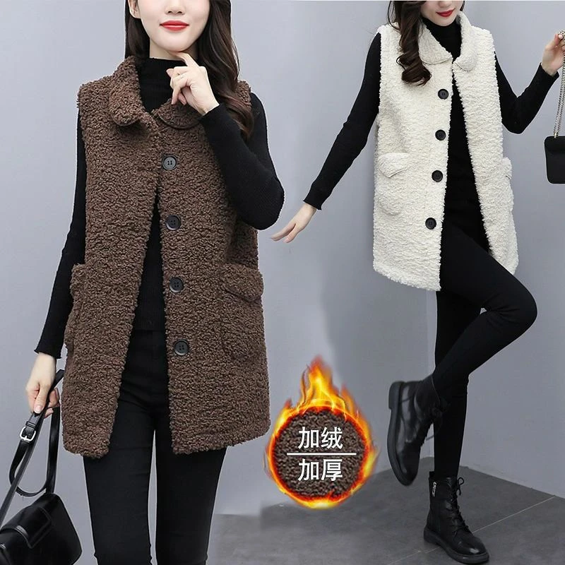 2025新款马夹妈妈外套冬季女加绒宽松女装中长款女士春季马甲成人