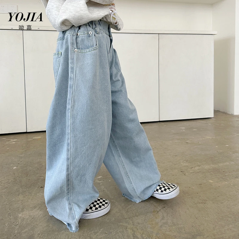 YOJIA女童休闲裤春秋2025新款宽松百搭女大童牛仔裤春季Y5CK549