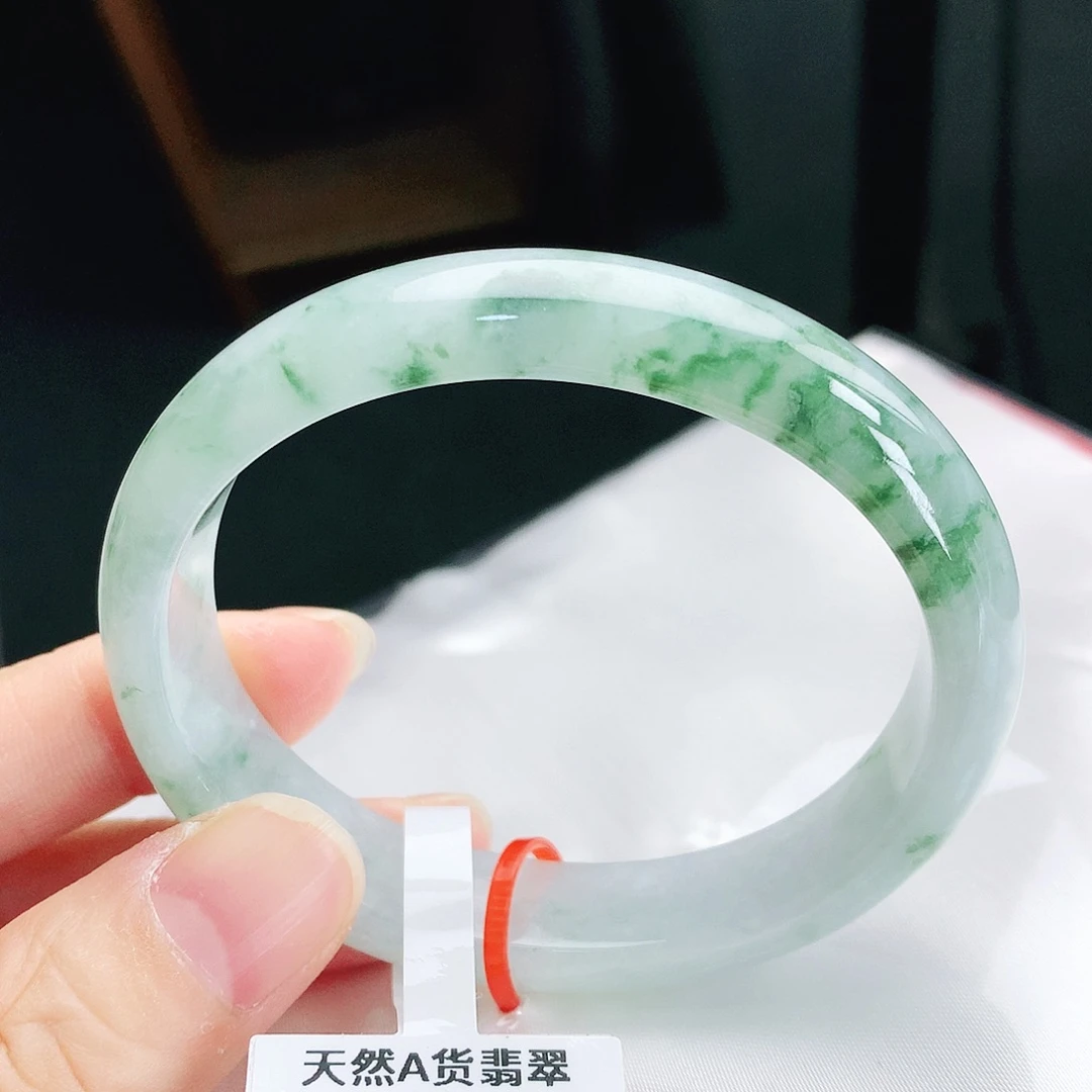 未镶嵌手镯（贵妃镯）翡翠54冰绿花