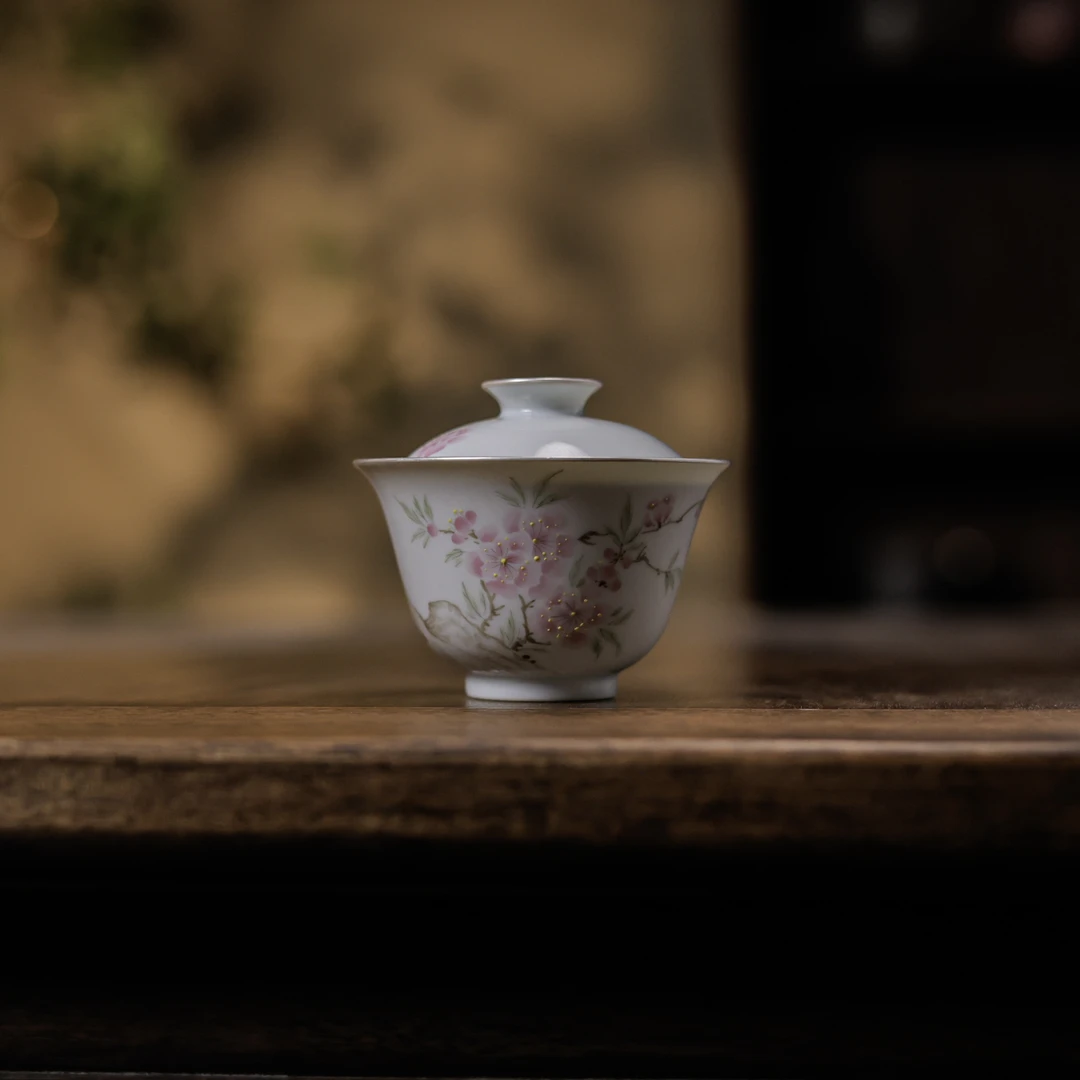 【非遗甄选】【梵田里】茶具-桃花-雲由山坊&梵田里-盖碗-120ml（雲