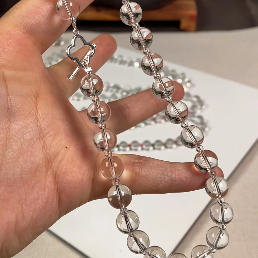 项链白水全净体 圆珠10四叶草